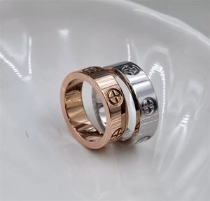 4 mm 5 mm 6 mm titan stål silver kärleksring män och kvinnor ringar roséguld lyxiga designer smycken present