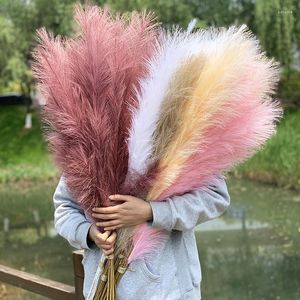 Dekorativa blommor 1st Naturtorkad vassblomma Bouquet Artificial Pampas Grass Fake Plant Floral Decoration for Home Wedding Decor