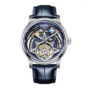 비행 럭셔리 시계 손목 시계 Haofa Tourbillon for Men Luminous Universe Interstellar 기계식 더블 스프링 드라이브 남성 감시