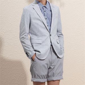 Mäns kostymer Bröllopsmän passar Summer Costume Homme Groom 2pieces (Jacket Pants Tie) Skräddarsydd Terno Slim Fit Tuxedo Party Blazer för man