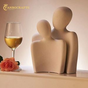 Decorative Objects Figurines Statue Decoration Home Accessories Resin Abstract Sculpture Modern Couple Model Office Desk Decor for Living 230217