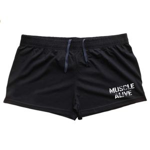 Männer Shorts MUSCLE ALIVE Marke Kleidung Bodybuilding Shorts Männer Fitness Workout Lässige Druck Baumwolle kurze Hosen 5 Farben Sportswear Z0216