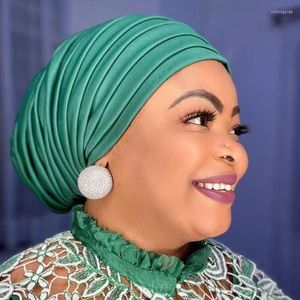 Etniska kläder Senaste överdrivna flerskikts vikbara mössa 2023 Handgjorda afrikanska nigerianska bröllopsgeler kvinnor Braid Turbans Ladies Head Wraps