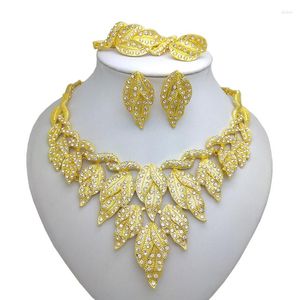 Brincos de colar Set Kingdom Ma Wedding Golden Jewelry Atacado Moda Africana Minchas na Nigéria África Índia