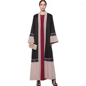 Ubranie etniczne Ramadan Eid Arab Arab Fashion Open Abaya dla kobiet Kimono Saudyjska Dubaj Turcja Islam Muzułmańska Długa sukienka Koronna patchworka szaty Femme