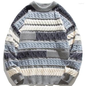 Męskie swetry 2023 Falujący Sweter Stripe for Men Nieregularność Plikowana żakardowa dzianina pullover zima kobiety