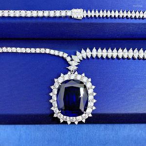 Chains European And American Synthetic Sapphire Necklace Women 925 Silver Chain Fashion Noble Luxury Cross-border 43cm