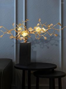 Bordslampor Postmoderna koppargrenar Kapok Lamp Light Luxury Modern Chinese Style Living Room Study Zen