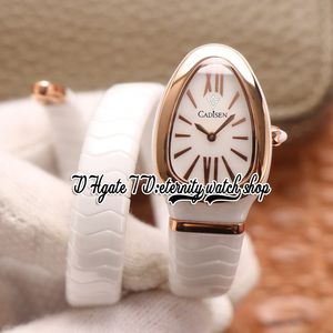 BVF bv102613 Swiss Quartz Movement Womens Watch 35MM Rose Gold Polishing Bezel White Dial Stick Markers Ceramic Case Ceramic Winding Bracelet eternity Lady Watches