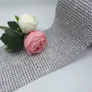 Dekorative Blumen 90 cm 12 cm 1 Stück Diamant Mesh Strass Wrap Bling Kristallband DIY Trim Roll Tüll Hochzeitstorte Party Dekor Zubehör