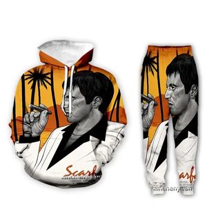 3D-Druck Scarface Art New Fashion Damen/Herren Unisex Casual Hoodies und Hosen Sportanzug 002