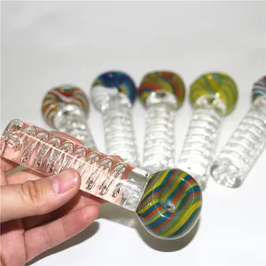 4" Glycerin Glass Tobacco Hand Pipes 70g Beautiful Water Bong Smoking Accessories Oil Burner Spoon
