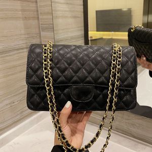 CC Çanta Omuz Çantaları Klasik Çift Flep Cavaiar Deri Kapiteli Çanta Kadın Altın Metal Donanım Matelasse Zincir Crossbody Omuz Çoklu Poch