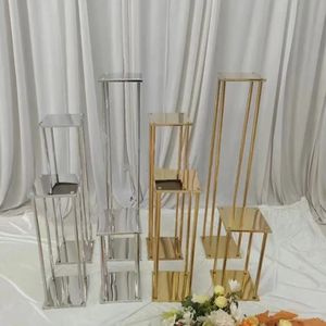 Dekorasyon Modern Düğün Centerpieces Altın Gümüş Metal Geometrik Çiçek Çiçek Çiçek Topu IMake596