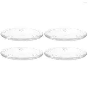 Titulares de vela 4 PCs Round Glass Holder Bandeja Placa perfumada para jantar de banquete