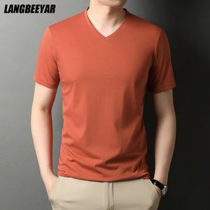 Men's T-Shirts Top Grade Mercerized Cotton Brand Summer Mens Turn Down Collar T-Shirt Short Sleeve Casual Tops Fashions Fashion Clothing 230217