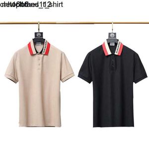 designer Men's T-Shirts Men POLO shirts burbrerys Mens polos shirt fashion black white stripe stand collar pullover cotton embroidery