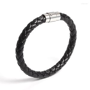 Charm Bracelets 2023 European And American Personality PU Braided Leather Cord Bracelet 8MM Wide Male Female Magnetic Buckle