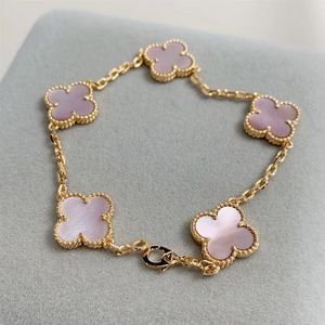 Van Bracelets Designer Luxury Clover Armband Mother of Pearl K Gold Brand Love Bangle Charm Shining Crystal Diamond Jewelry for Women