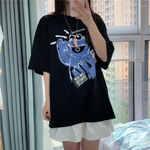 Women's T Shirts Harajuku Shirt Hand-Painted Graffiti Cartoon Animal Kawaii T-Shirt For Girls Sweet Korean Clothes Aesthetic Female Summer