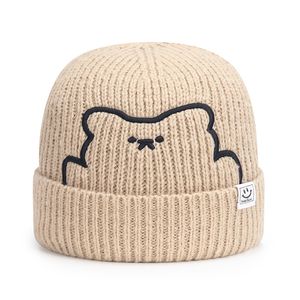 Chap￩us de inverno para mulheres malha de pano r￳tulo de l￣ Cap para meninas Skullies Beanies Feminino Bonnet Casual Casual Blends Algody Blends