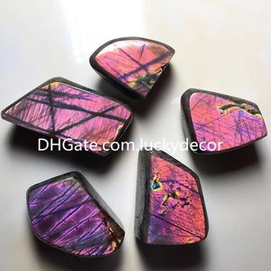 Polerowane fioletowe flash skalenia labradorytowe płyty mineralne dekoracyjne freeform mistyczny kamień ochronny tarcza lapidarna spektrolit skały kryształowy