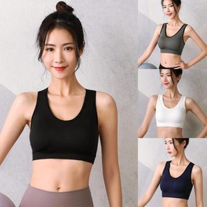 Camisoles Tanks Women's Sports Bra Strappy Back Bras U Collar Resistant Solid Color Mediumジムトレーニングトレーニングヨガ下着