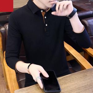 Men's Polos 2023 Brand Polo Shirt Mangas compridas Design moda moda masculino Casual Spring Clothes Autumn Blue Plus Asian Size M-3xl 4xl