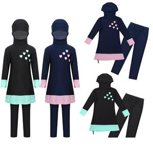 Costumi da bagno per ragazze musulmane a un pezzo Costumi da bagno a maniche lunghe Fl Er Conservatore Hijab Burkini Costume da bagno Top Aggiungi bambini Costumi da bagno modesti Onepieces Dr Dhtuj