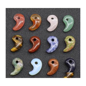 Charms 14X22Mm Natural Stone Magatama Pal Pink Quartz Crystal Chakra Reiki Healing Charm Pendants For Jewelry Necklace Marking Drop Dh8Hu