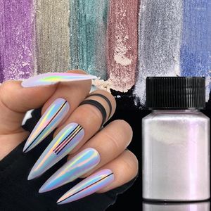 Glitter per unghie 1 scatola Pigmento in polvere bianco perla Polvere cromata perlescente Sfregamento Nails Art Decorazione per manicure