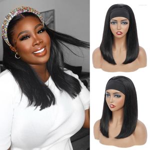 Straight Wave Headband Wig Human Hair Wigs For Black Women Brazilian Scarf No Gel Glueless Remy Curly