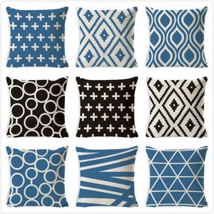 Pillow Striped Geometric Cover Cross Wave Line Pillowcase Cojines Decorativon Sofa Home Bedroom Throw Case 45 45cm