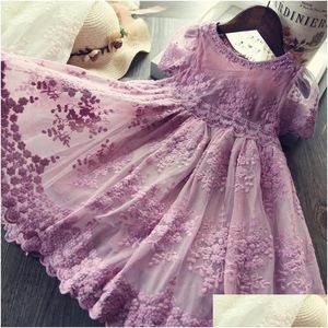 Car Dvr Girl'S Dresses Summer Girl Dress Casual Baby Girls Clothes Kids For Lace Flower Gown Children Birthday Party School Wear Dro Dhrjq