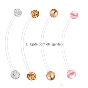 Anelli con bottone a campana per ombelico Anello per gravidanza Pancia flessibile Bioplast Gioielli per piercing lunghi per il corpo Mix 4 stili 80 pezzi Consegna a goccia Dhgarden Dh5Ks