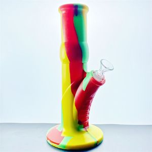 Bong durable silicone straight pipe cigarette gun with glass bowl