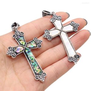 Pendant Necklaces Top Selling Natural Shell Charms Cross Shape Abalone For Making Women Jewerly Necklace Gift 42x65mm