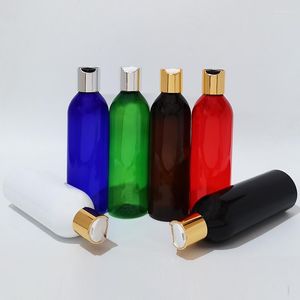 Butelki do przechowywania 30pcs 250 ml Pusta brązowa balsam z aluminiową krążek górna czapka kosmetyczna pojemnik na butelkę plastikowe szampon