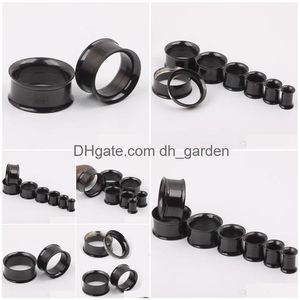 Plugs Tunnels F16 Mix 520Mm 144Pcs Stainless Steel Black Ear Tunnel Body Jewelry Double Flare Flesh Internally Threaded Dro Dhgarden Dho9B
