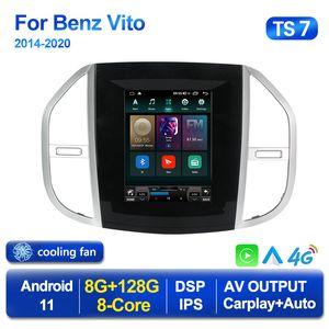 2 Din Android 11-spelare för Tesla Style Car DVD Radio för Mercedes Benz Vito 3 W447 2014-2020 Multimedia GPS 2DIN Carplay Stereo