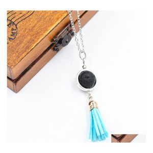 Kolye Kolye Moda 14mm Lav Taş Tassel Kolye Volkanik Kaya Aromaterapi Kadınlar İçin Uçucu Yağı Difüzör Mücevher Drop D Dhmik