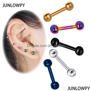 Fişler Tüneller Cerrahi Çelik Kulak Sapı Vücut Takım Kiti 16G Karışım 5 Renk Tragus Bar Küpe Sarmal Delici Kıkırdak Wo Dhgarden DH7P0