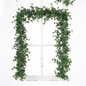 装飾的な花人工レタンウォールハンディングプラスチック製の偽のブドウ緑色の緑の緑の植物植物家の装飾結婚式の卸売ドロップ