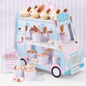 Andra evenemangsfestleveranser 2-Tier Cupcakes Stand Cupcake Wrappers Birthday Party Supplies Kids Baby Shower Favors Cupcake Decoration Birthday Cake Decor 230217