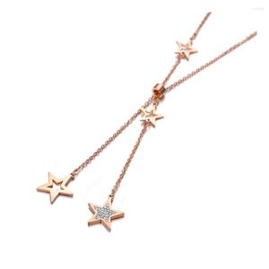 Pendant Necklaces Original Titanium Stainless Steel Clay CZ Crystal Star Choker For Women Trendy Charm Necklace N19199
