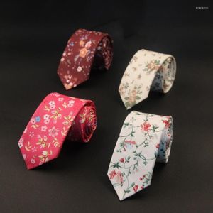 Bow Ties Sitonjwly 6cm kvinnliga slips för män Bomullsblommig tryckt nack mode Skinny slips skjorta mujer vestir anpassad logotyp