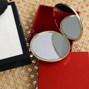 Fashion Girl Specchi cosmetici compatti Specchio a 2 facce di alta qualità di forma rotonda color oro con scatola originale e borsa esterna Fast Ship
