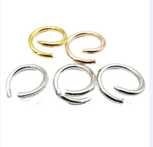 Luxury Designer Love Couple Nail Rings Stainless Steel Diamond Finger Ring For Gift Her Women Men Jewelry Size (5-11)