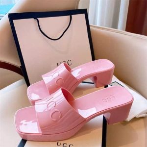 72 ٪ قبالة المصمم جيلي Cool Fashion Super Fire High High Platform Bottom Swice Heel Slippers GUC62