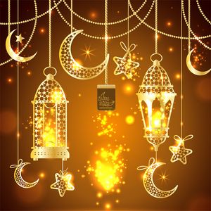 Eid Mubarak Party Led Lights Hanging Lights Battery Decoração Lâmpada Ramadã 3D Lâmpadas de acrílico pendente Lanternas decorativas de férias muçulmanas